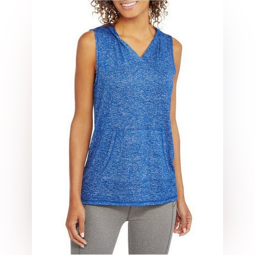 Danskin Now Women's Active Sleeveless Hoodie. Blue. Small